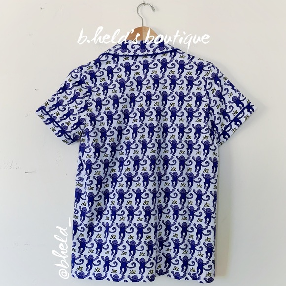 Roller Rabbit Monkey Polo Pajamas in Sapphire Monkey Blue Purple Size Small NWT - Picture 8 of 16